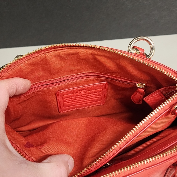 Coach F57523 Mini Christie Carryall Leather Handbag Purse Red Coral - Picture 11 of 16